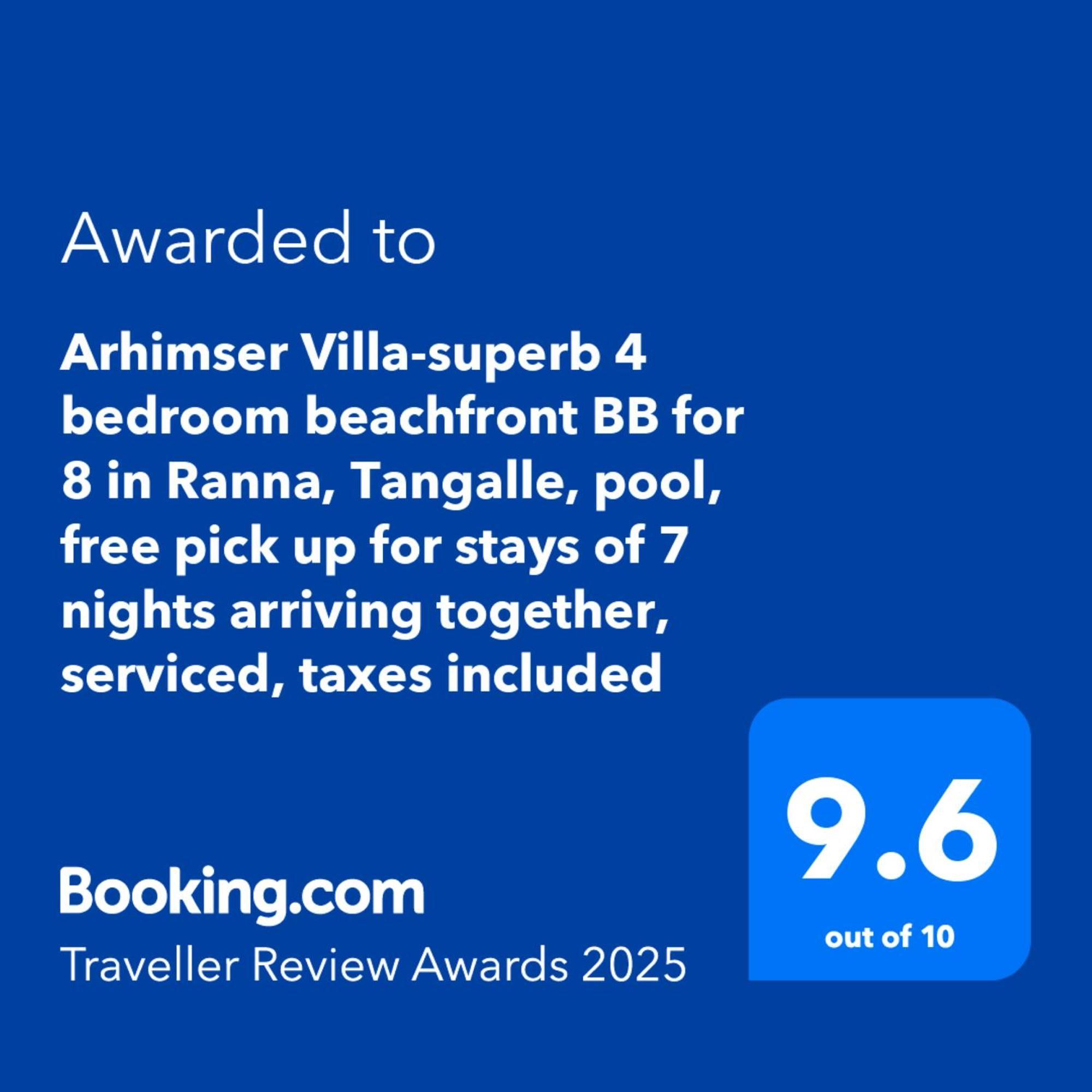 Arhimser Villa-Superb 4 Bedroom Beachfront For 8 In Ranna, Tangalle, Bb, Pool, Free Pick Up For 7 Night Stays Arriving Together, Serviced, Taxes Included Exterior foto